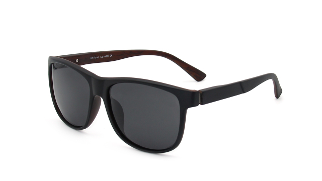 Enrique Cavaldi Polarized Sunglasses with Square Frame and Horizontal Strip Leg Designs 28038