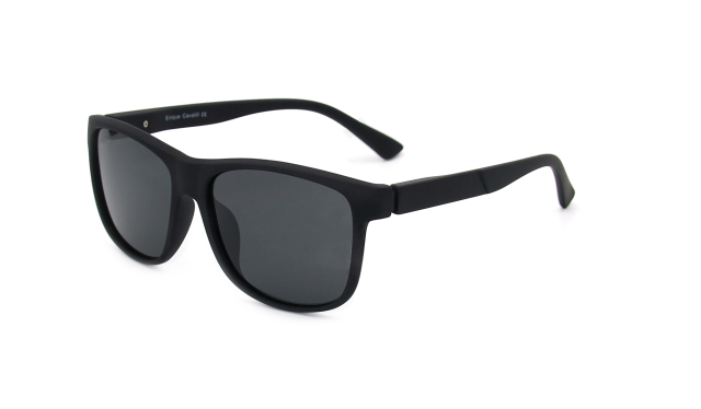 Enrique Cavaldi Polarized Sunglasses with Square Frame and Horizontal Strip Leg Designs 28038