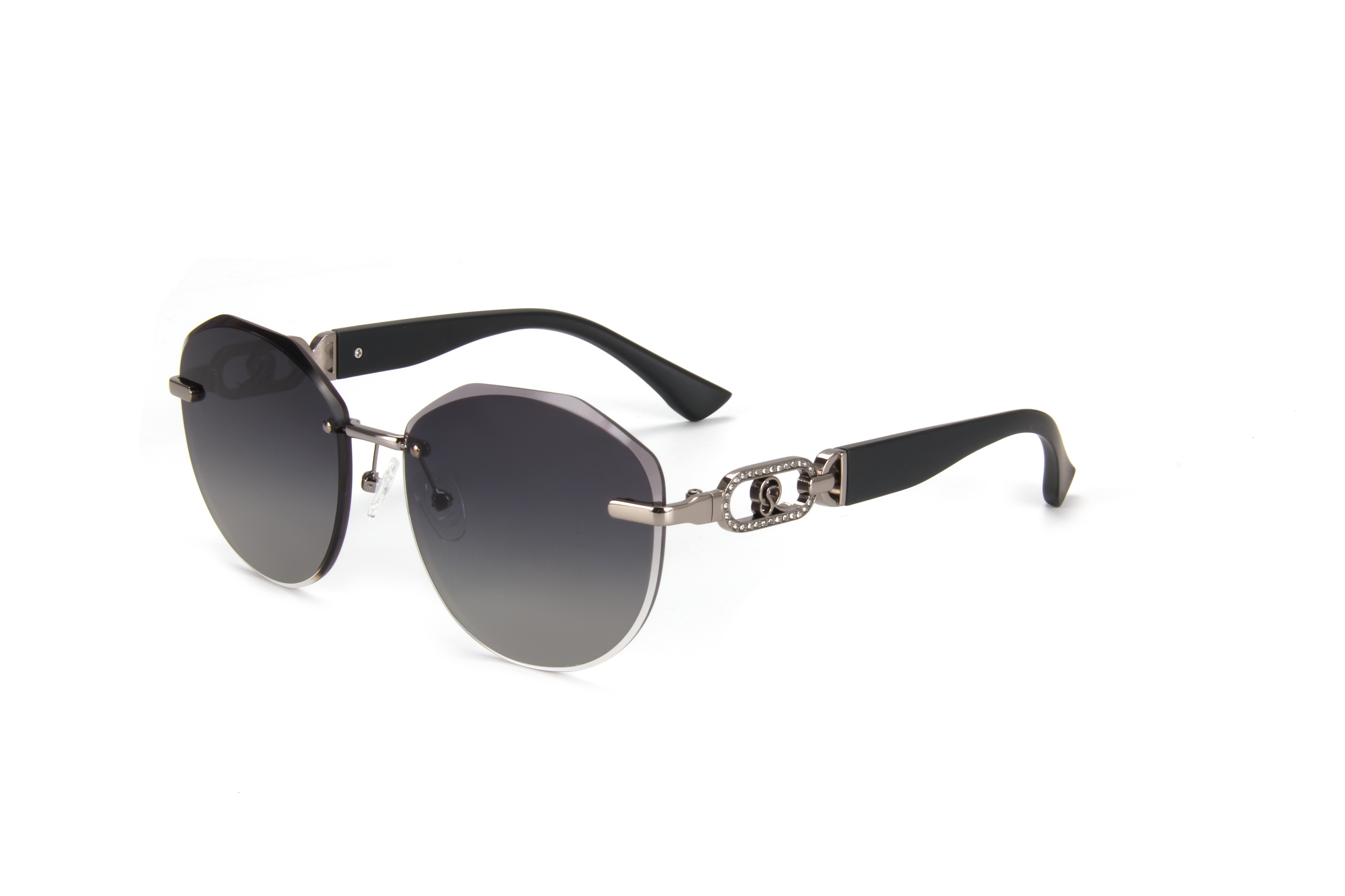 RIANOVA PC polarized sunglasses Round frame cut edge diamond driving sunglasses 6037