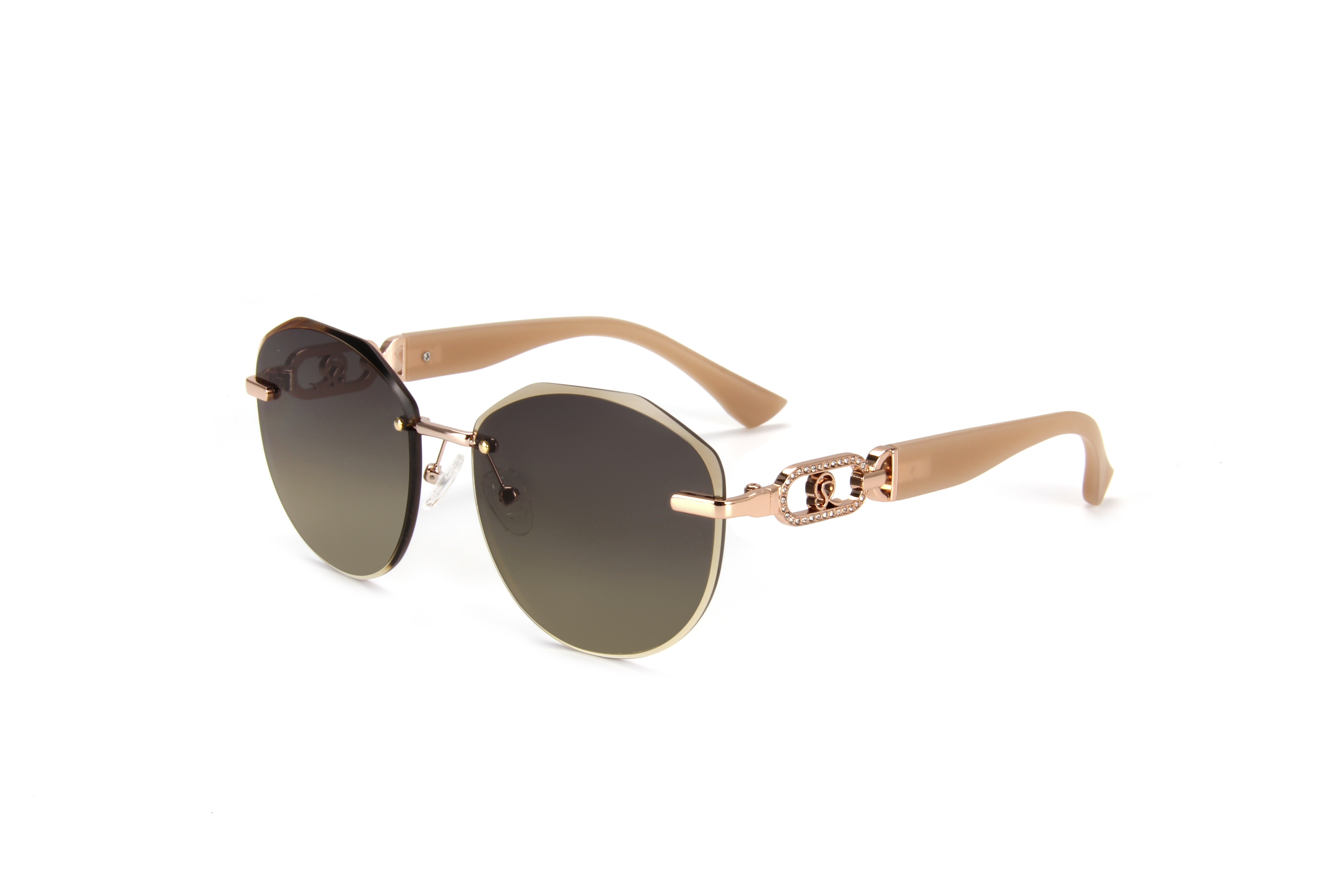 RIANOVA PC polarized sunglasses Round frame cut edge diamond driving sunglasses 6037