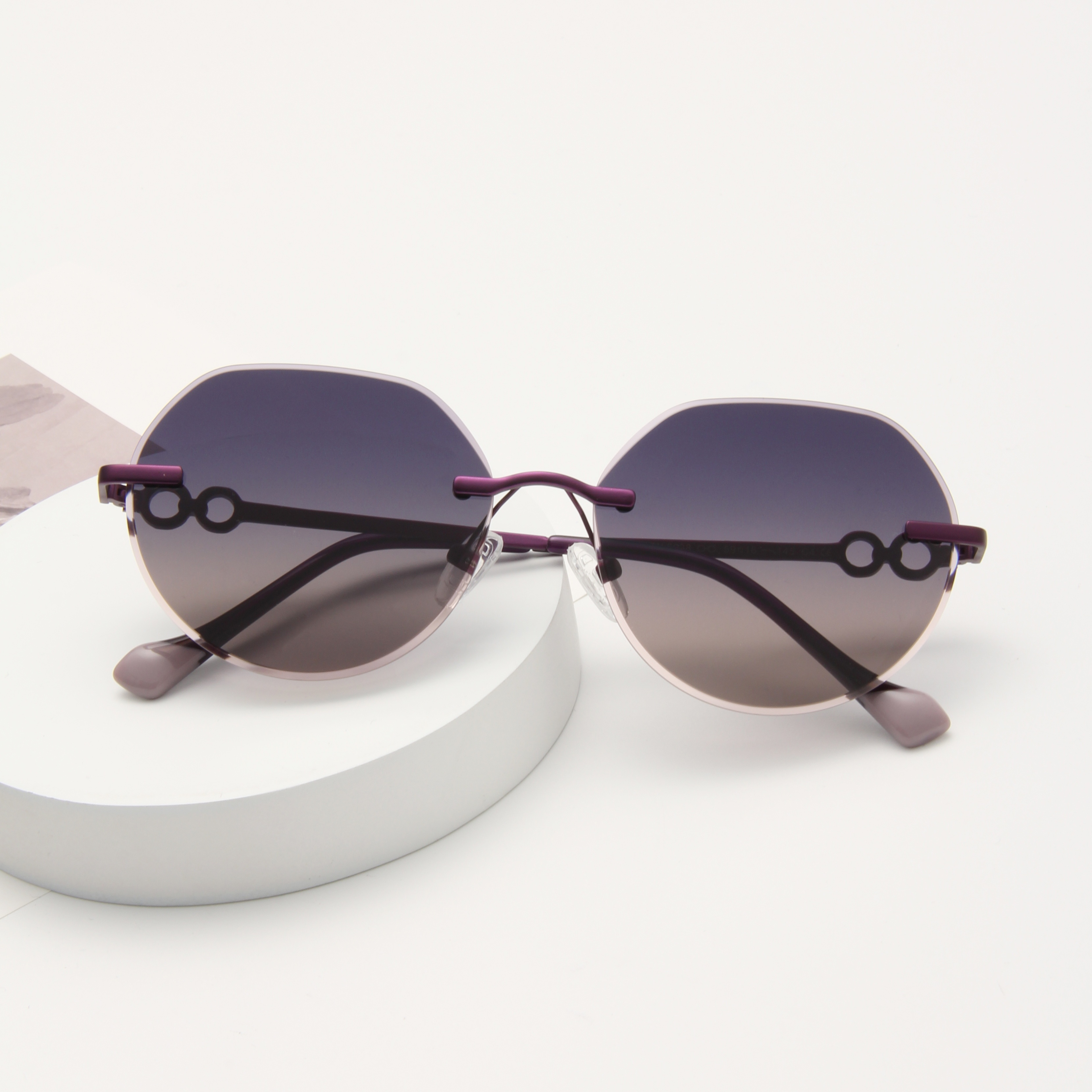RIANOVA PC polarized sunglasses Circular borderless metal sunglasses 6038