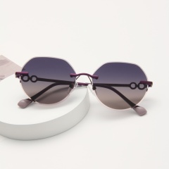 RIANOVA PC polarized sunglasses Circular borderless metal sunglasses 6038