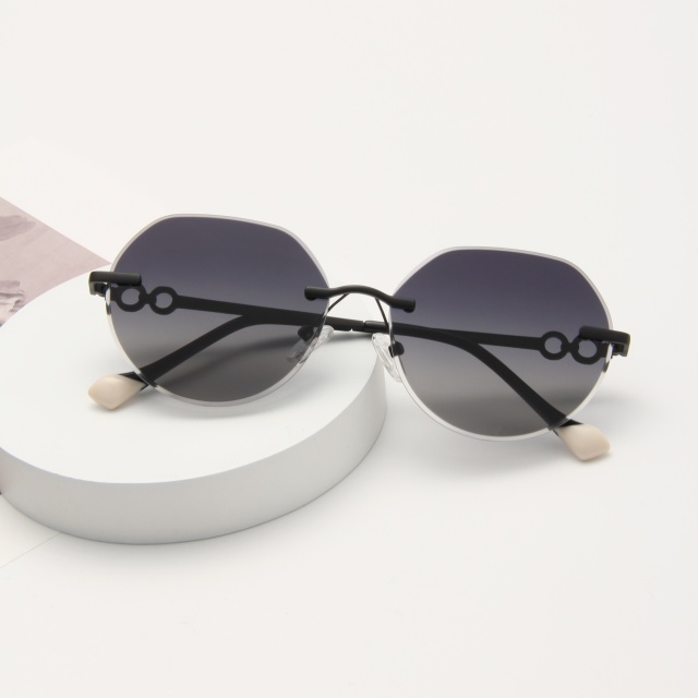 RIANOVA PC polarized sunglasses Circular borderless metal sunglasses 6038