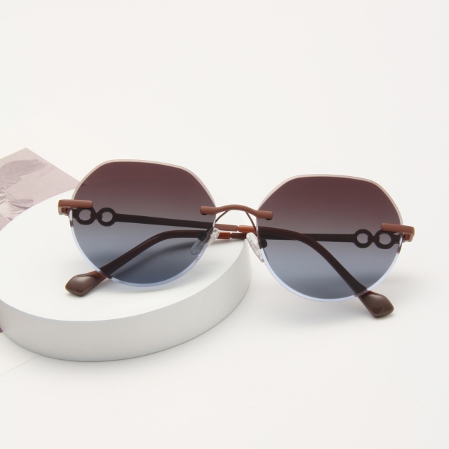 RIANOVA PC polarized sunglasses Circular borderless metal sunglasses 6038