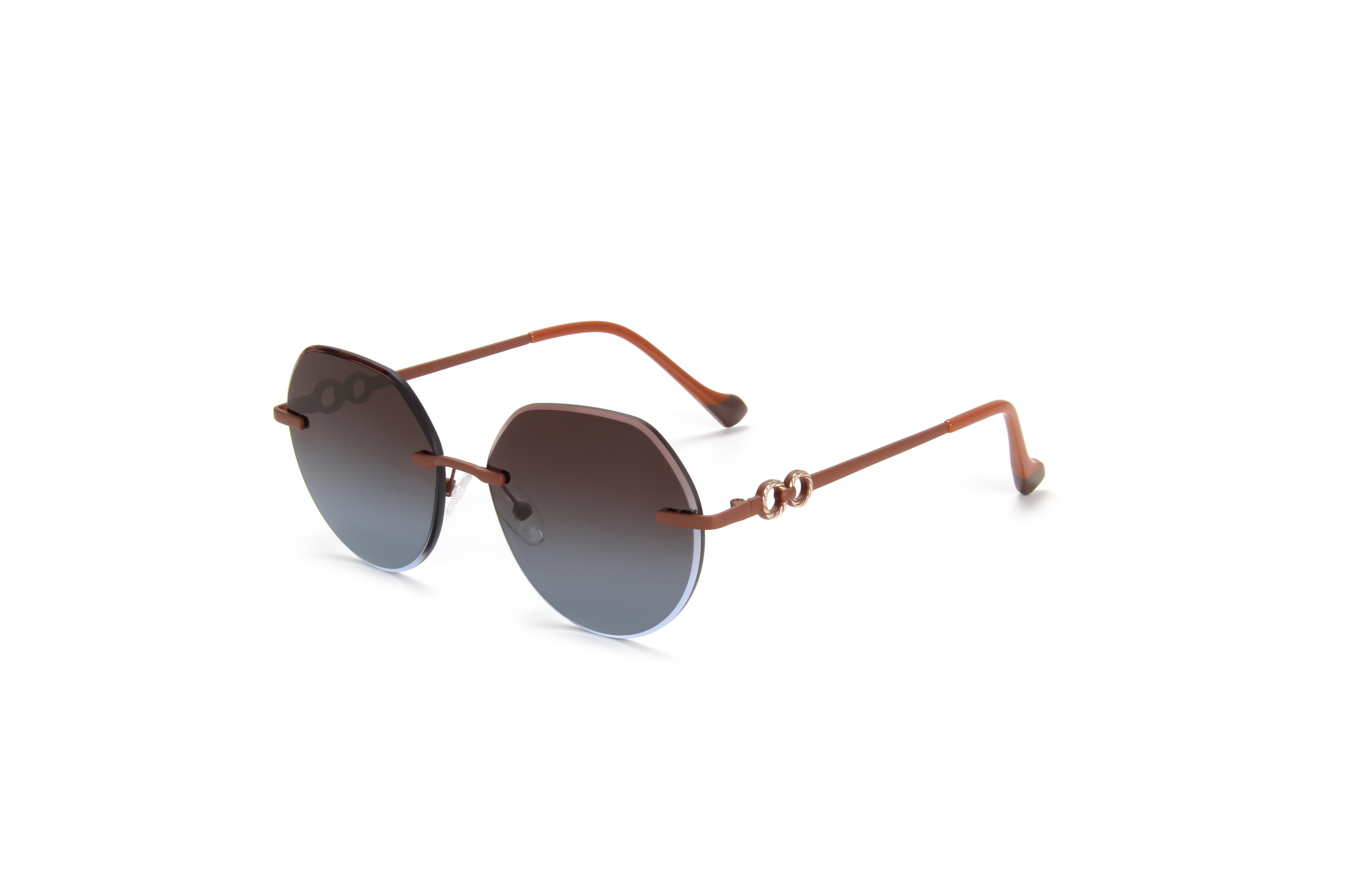 RIANOVA PC polarized sunglasses Circular borderless metal sunglasses 6038