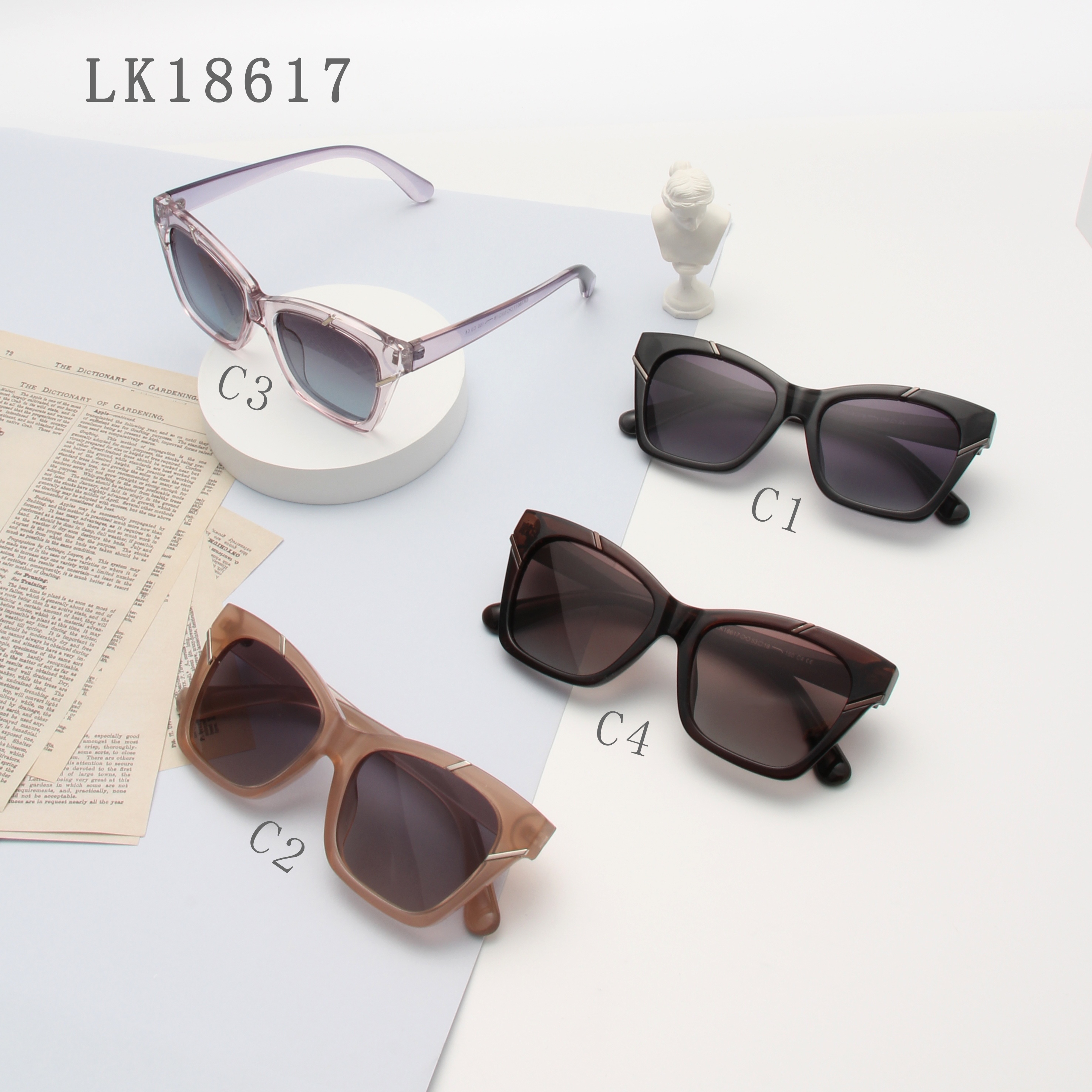 LEKE Polarized sunglasses Square frame solid color simple sunglasses 18617