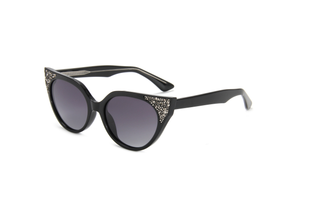 RIANOVA cat eye polarized sunglasses Tile Shimmering Mirror Leg Pin 7012