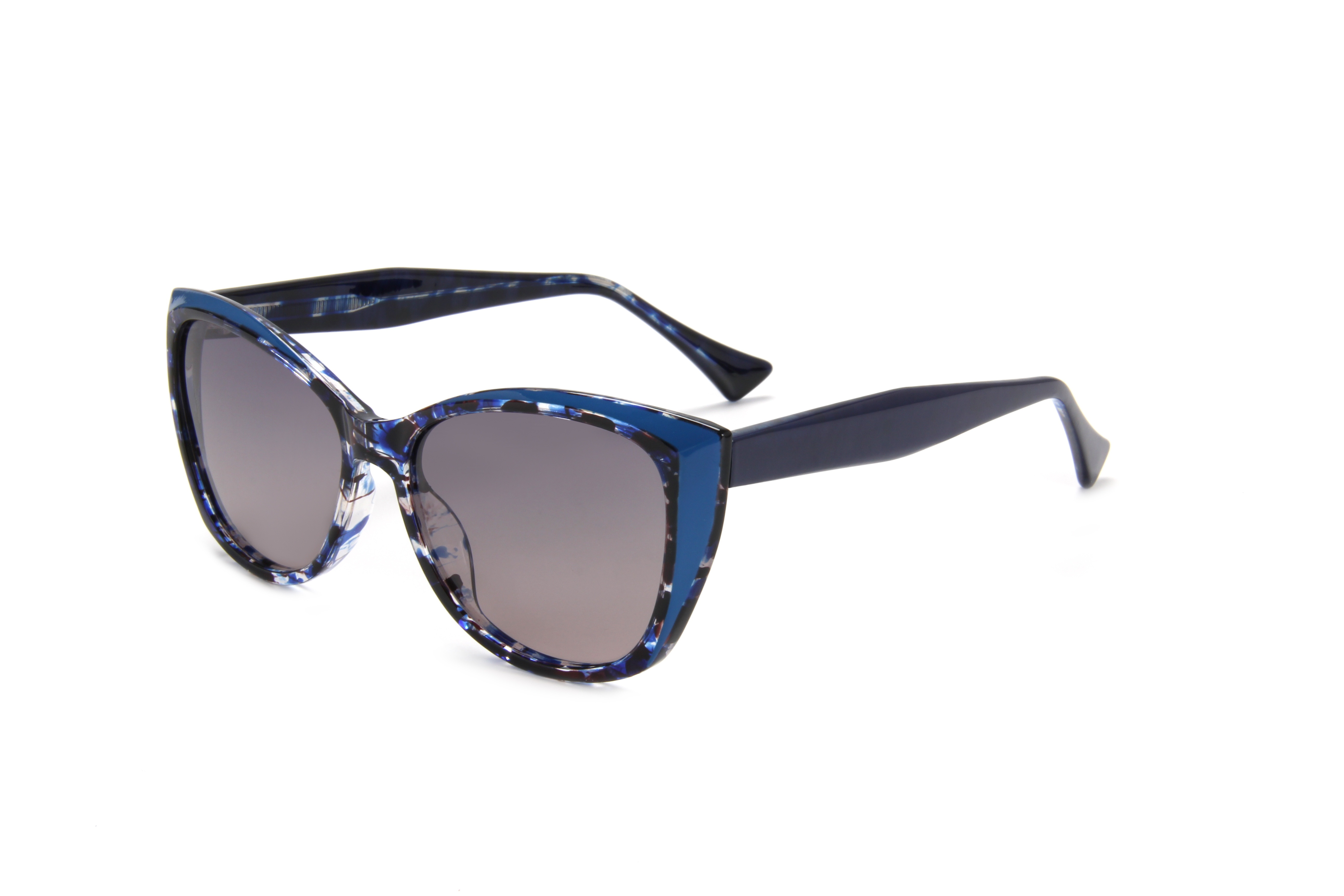 RIANOVA cat eye polarized sunglasses Patchwork Color Blocking Mirror Leg Pins 7015