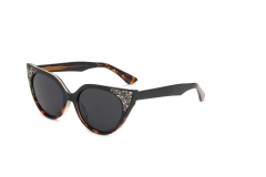 RIANOVA cat eye polarized sunglasses Tile Shimmering Mirror Leg Pin 7012