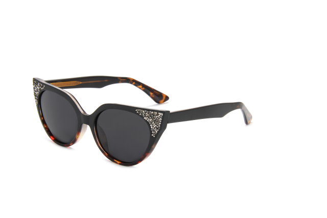 RIANOVA cat eye polarized sunglasses Tile Shimmering Mirror Leg Pin 7012