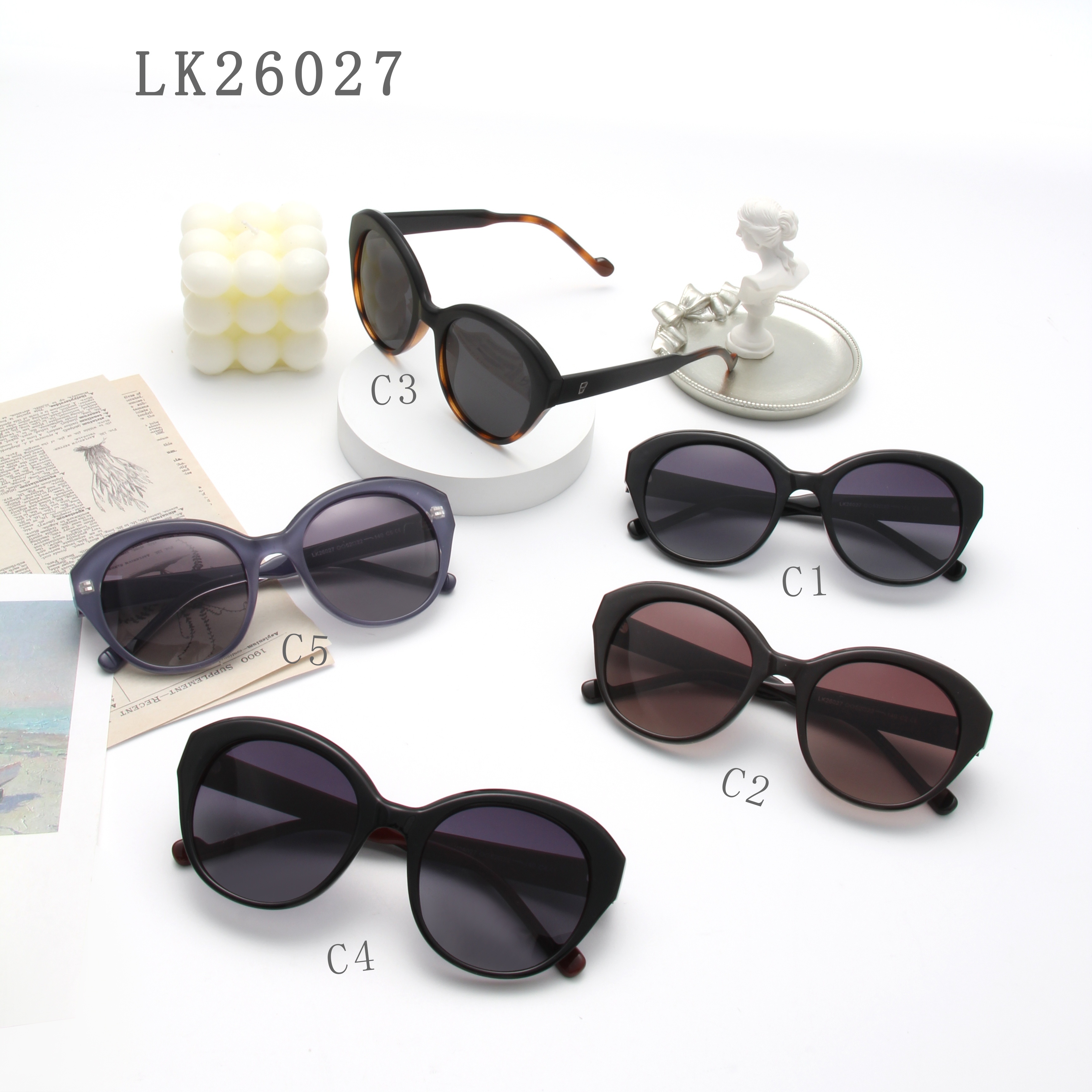RIANOVA round frame polarized sunglasses Elegant Sunglasses Outdoor travel for women 26027