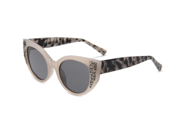 RIANOVA cat eye polarized sunglasses Diamond inlay Women's glasses Leg Pins 7010