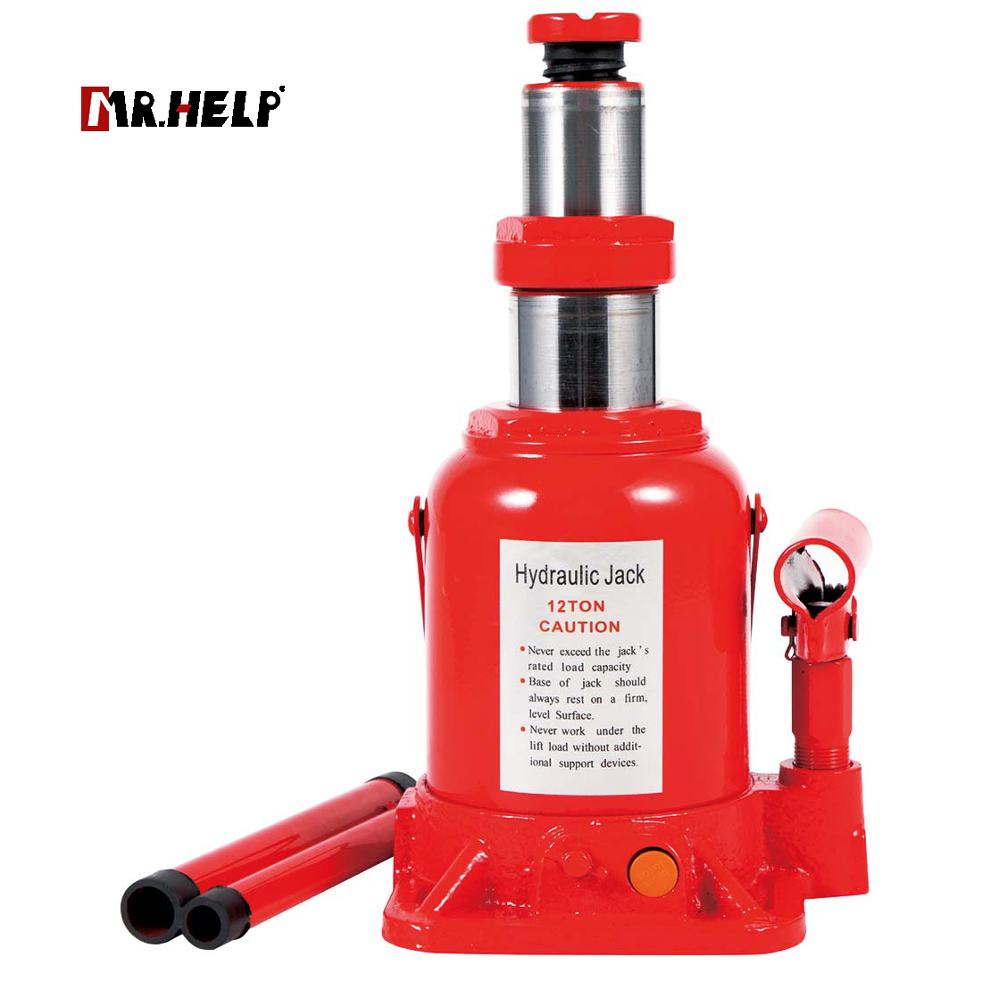 Hydraulic double ram bottle jack,  32T,  Lifting range: 262-595mm