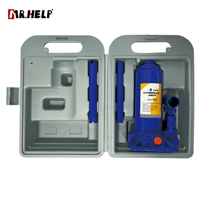 Hydraulic double ram bottle jack,  32T,  Lifting range: 262-595mm