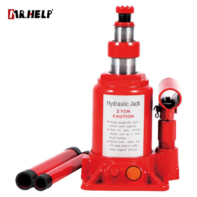 Hydraulic double ram bottle jack,  2T,  Lifting range: 170-410mm