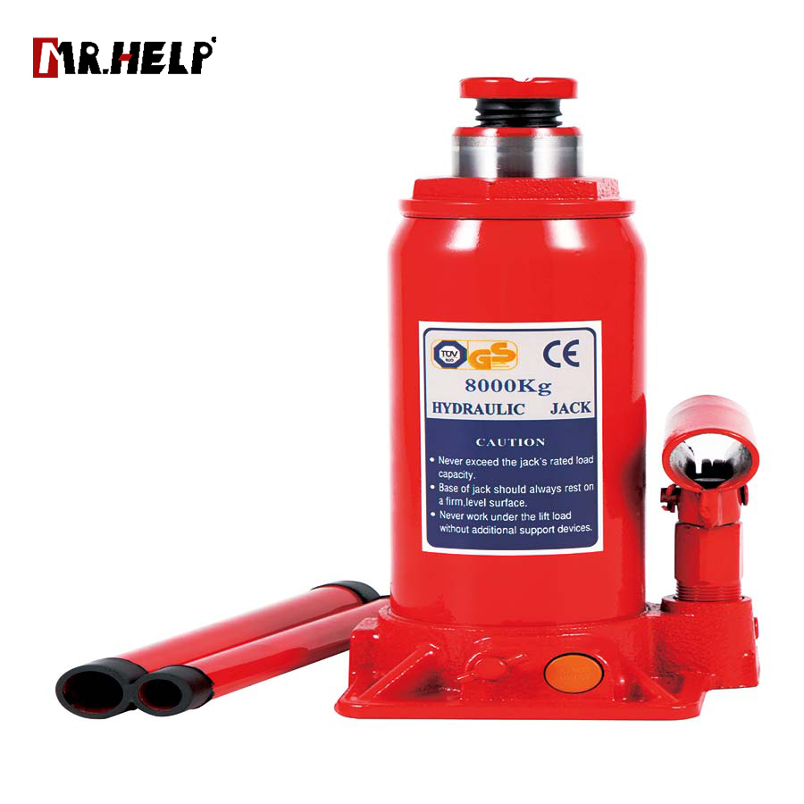 Bottle jack with safety valve,  8T,  Lifting range: 230-457mm