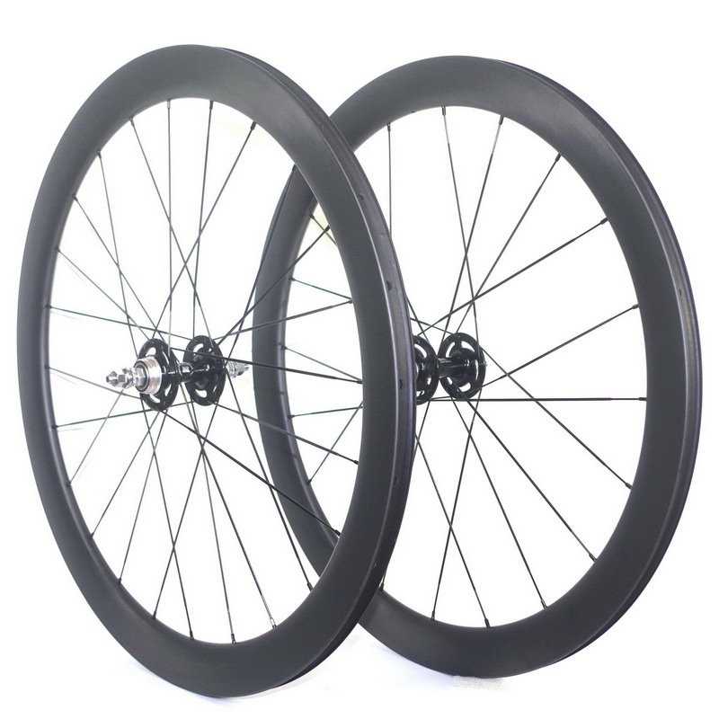 50mm fixed gear carbon wheels clincher or tubular