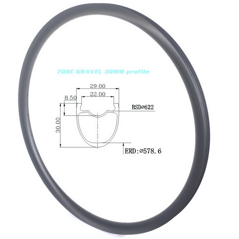 700C Gravel bike carbon rims 30mm width 30mm profile