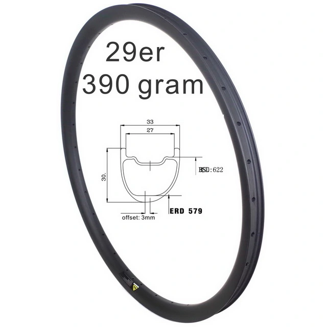 Ultra light 29er Carbon Rims Asymmetrical 33mm External width Mountain bicycle rims