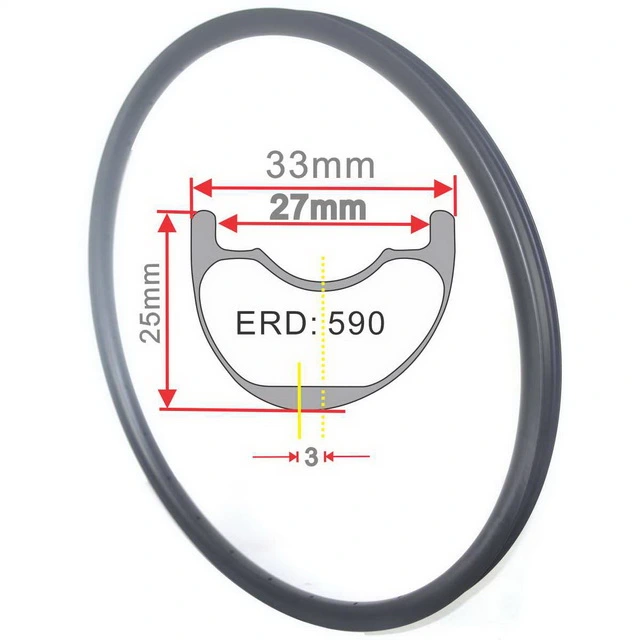 29er carbon mtb rims 33mm width 25mm profile tubeless super light