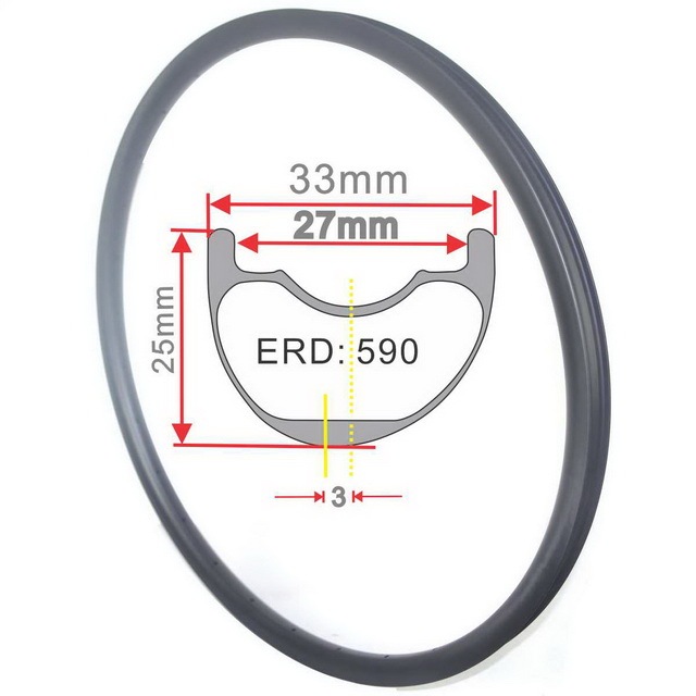 29er carbon mtb rims 33mm width 25mm profile tubeless super light