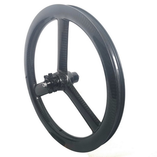 16 INCH 349  TRI SPOKE CARBON WHEELS DISC BRAKE RIMS BRAKE CLINCHER