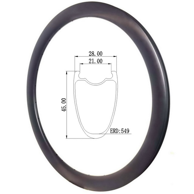 45mm profile 21mm Internal width super light road bike rims tubeless disc brake