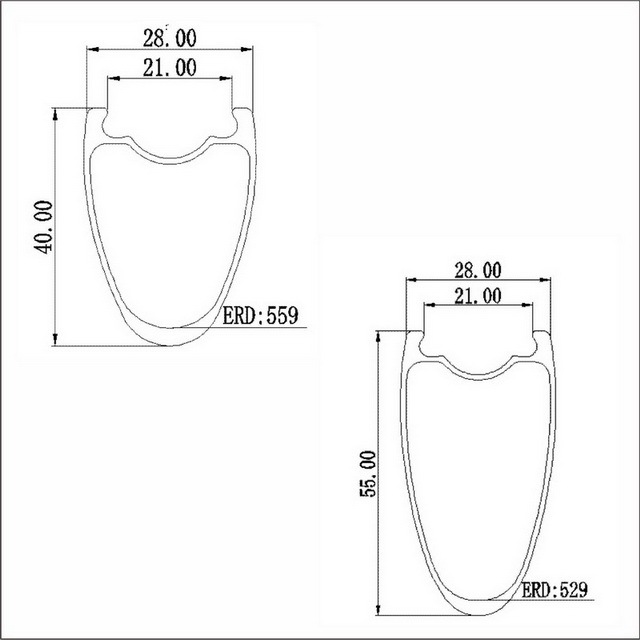 Light road bike carbon rims 30mm, 35mm, 40mm, 45mm, 50mm,55mm profile 28mm external width