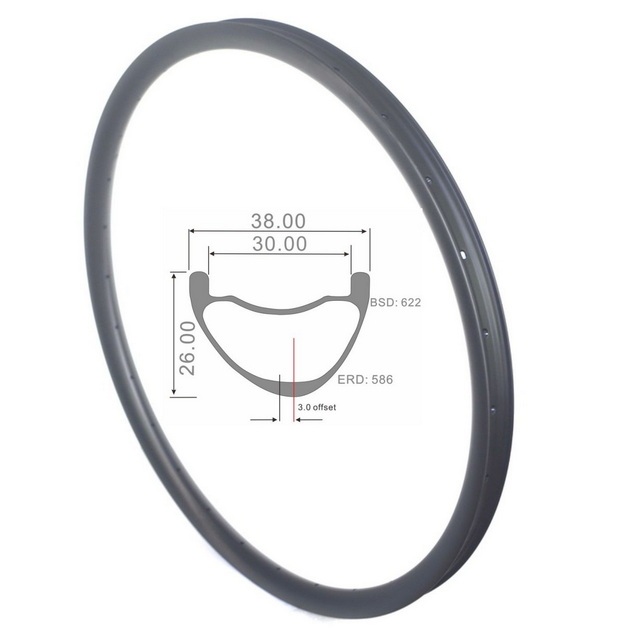 E-Bike Asymmetric carbon rims 29er 38mm width 30mm depth