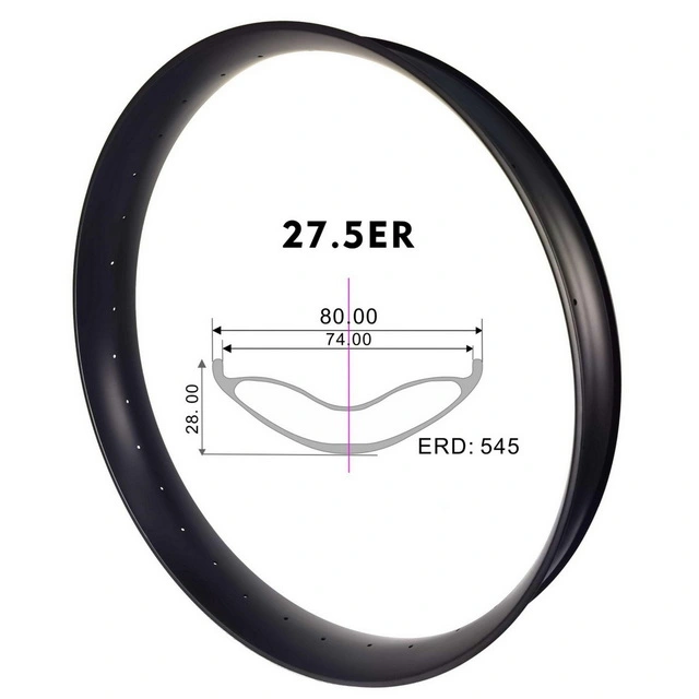 27.5ER fat bike carbon rims 80mm exterteral width 74mm internal width tubeless