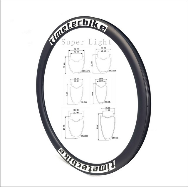 Ultra Light Road Bike Carbon Rims Tubeless 28mm Width 30mm 35mm 40mm 45mm 55mm 60mm Disc Brake