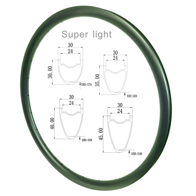 700C Gravel Road Bike Carbon Rims 30mm External Width Disc Brake Tubeless Super Light