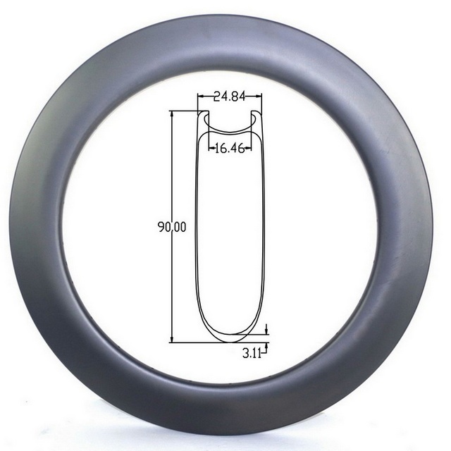 700C Road Carbon Rims 90MM Clincher Tubular Tubeless Disc Brake Timetrial Bicycle Rim 25MM Width