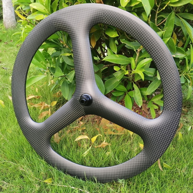 700C Ultra Light Tri Spoke Carbon Wheels Tubeless Tubular 25mm Width Disc Brake