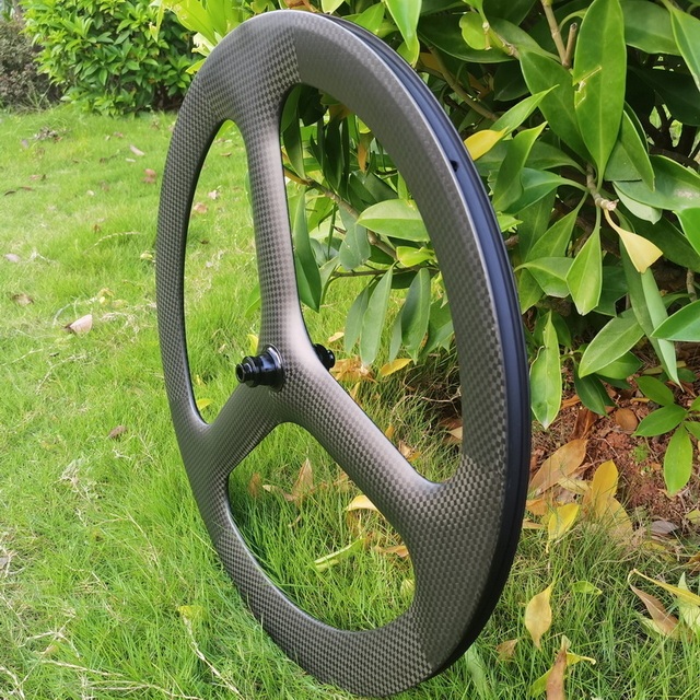 700C Ultra Light Tri Spoke Carbon Wheels Tubeless Tubular 25mm Width Disc Brake