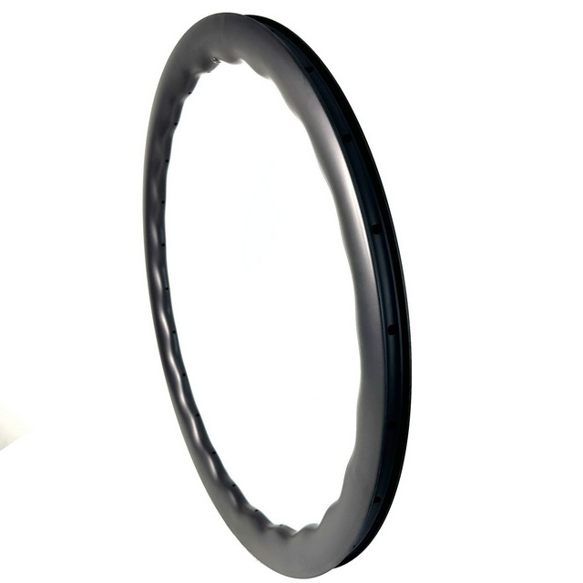 700C Gravel Road Carbon Rims Wave Shape 28mm Width Asymmetrical Super Light Tubeless With Hook