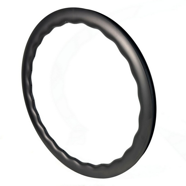 700C Gravel Road Carbon Rims Wave Shape 28mm Width Asymmetrical Super Light Tubeless With Hook