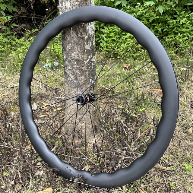 700C Wave Design Asymmetrical Road Gravel Bike Carbon Wheels Super Light Toray T800 Center Lock 35mm 40mm 45mm 50mm