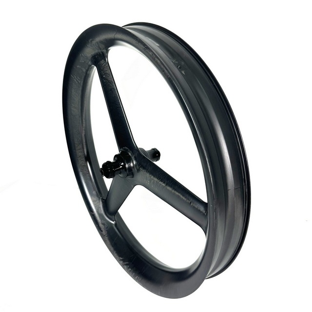 Tri Spokes 26ER Fat Bike Carbon Wheelset Center Lock 6 Bolts 80mm Width Tubeless Hookless 75mm Internal Width Through Axle