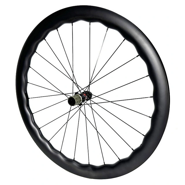 700C Wave Design Asymmetrical Road Gravel Bike Carbon Wheels Super Light Toray T800 Center Lock 35mm 40mm 45mm 50mm