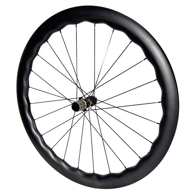 700C Wave Design Asymmetrical Road Gravel Bike Carbon Wheels Super Light Toray T800 Center Lock 35mm 40mm 45mm 50mm