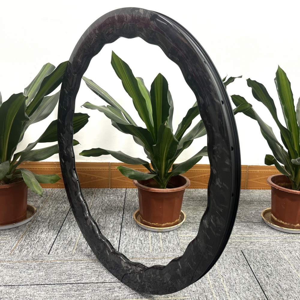 700C Gravel Road Carbon Rims Wave Design 28mm External Width  Forged UD Carbon Weave Super Light Tubeless 40-45 mm, 45-50mm 55-60mm