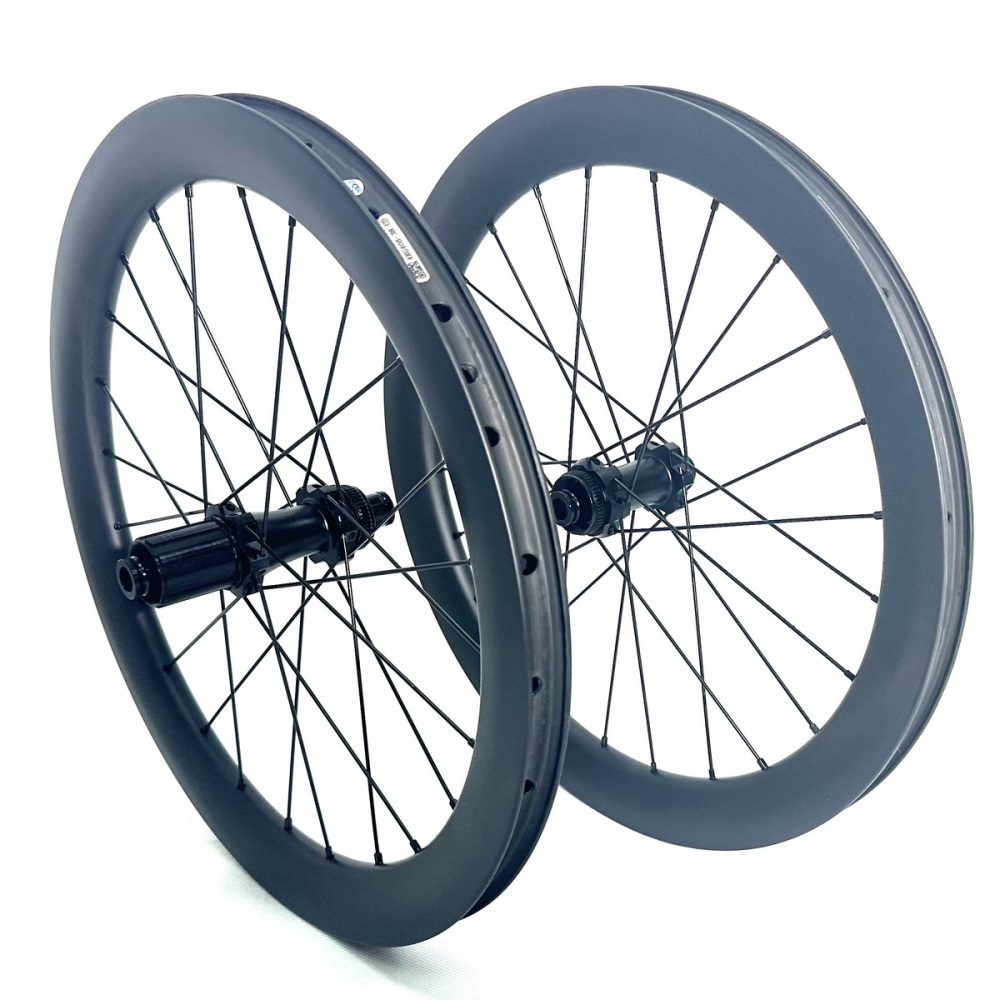 20 Inch Folding Bike Carbon Wheels Tubeless Compatible With Clincher 26mm External Width 38MM 45MM Height  Disc Brake