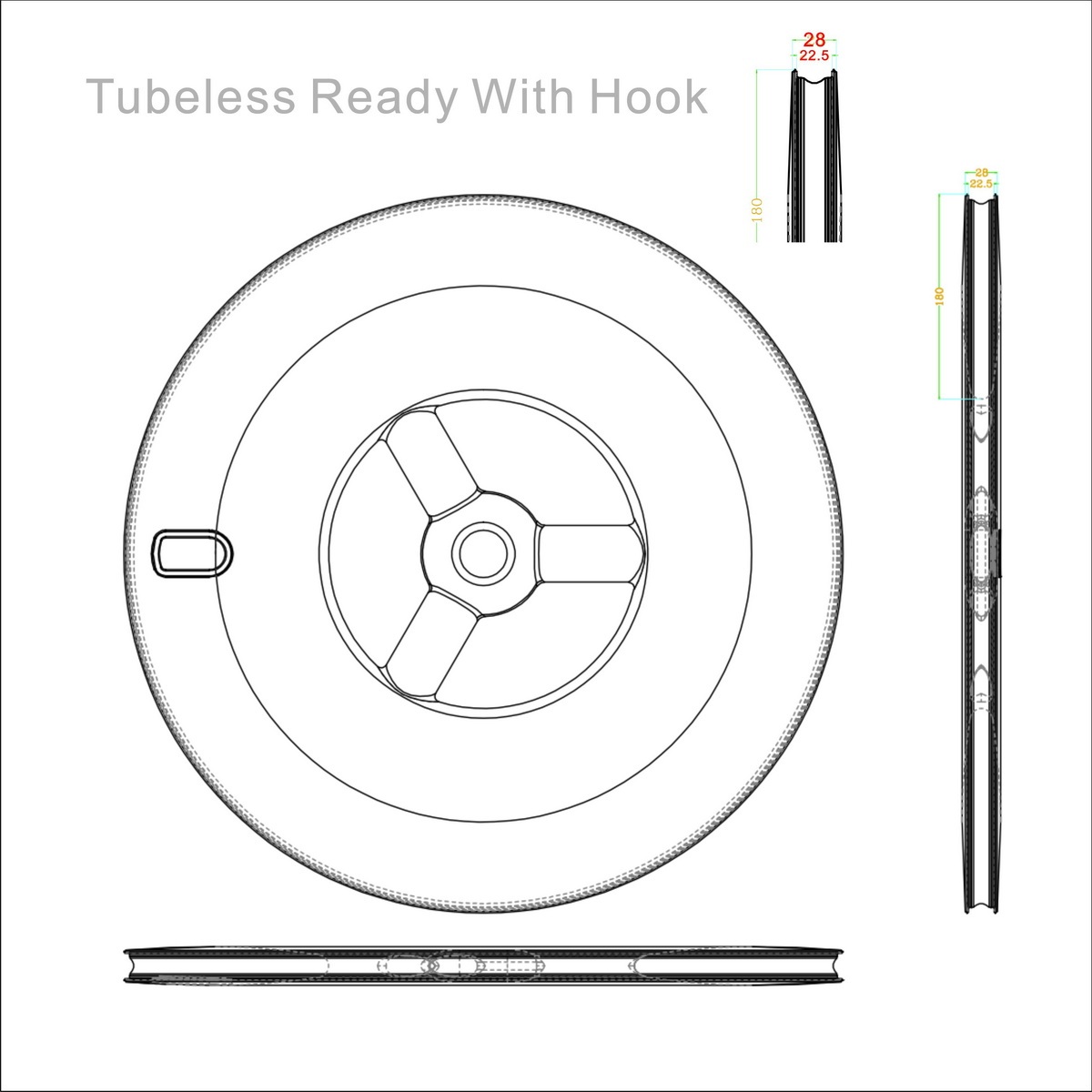 700c Tri Spoke Carbon Wheels TT Iron Man Bicycle WHEELS 180mm Profiles 22.5MM Inner Width