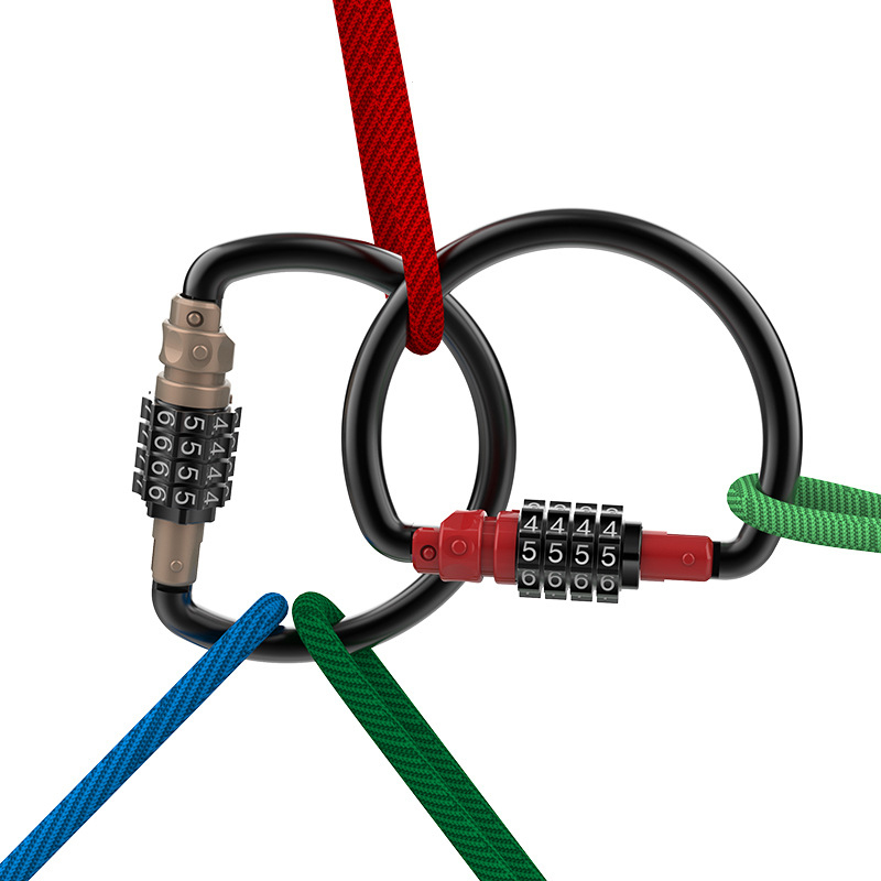 Heavy Duty Carabiner Clips with 4-Digit Combination Locks