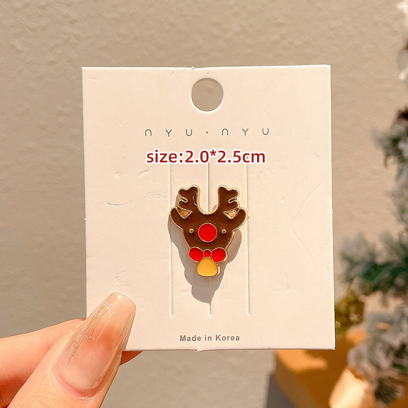 2024 New Christmas Elk Brooch Personalized Metal Santa Claus Badge Pin Cartoon Collar Ornament