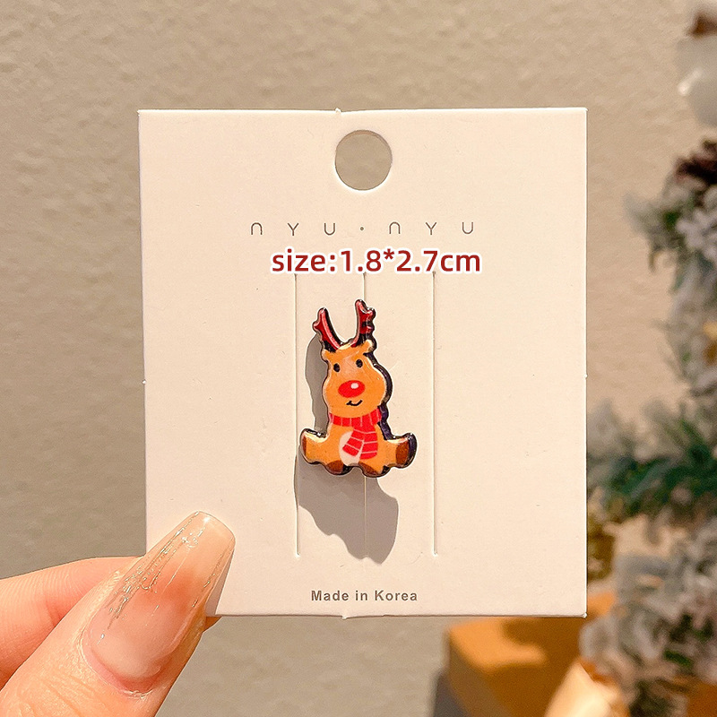 2024 New Christmas Elk Brooch Personalized Metal Santa Claus Badge Pin Cartoon Collar Ornament