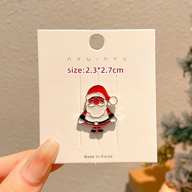2024 New Christmas Elk Brooch Personalized Metal Santa Claus Badge Pin Cartoon Collar Ornament