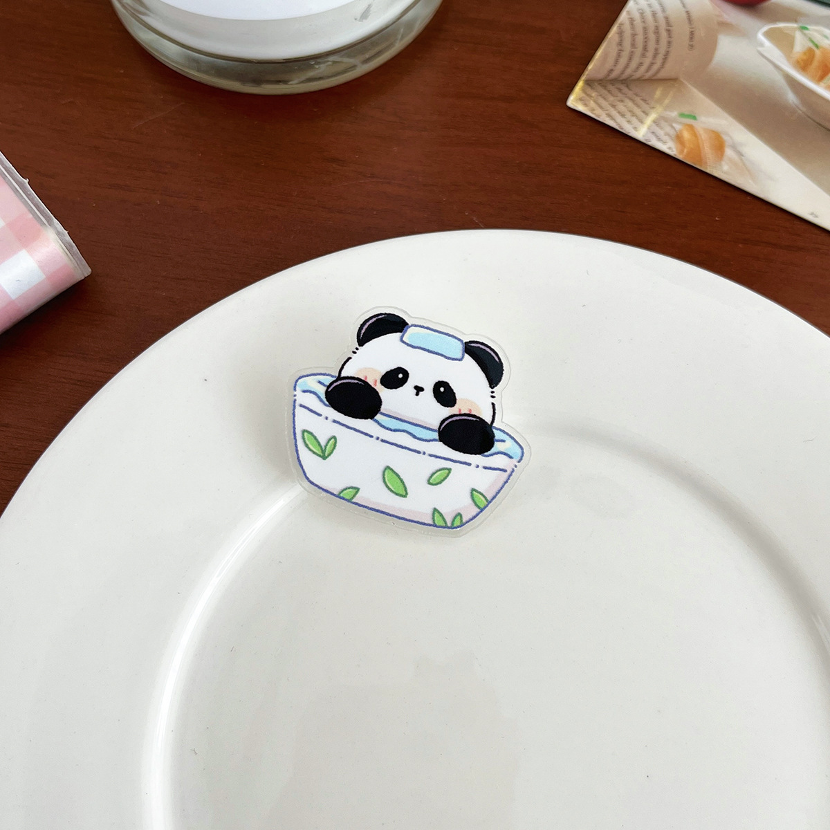 Cartoon panda decorative brooch student inspirational text jewelry badge cute pendant small gift acrylic pin