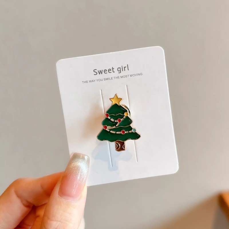 2024 New Christmas Elk Brooch Personalized Metal Santa Claus Badge Pin Cartoon Collar Ornament